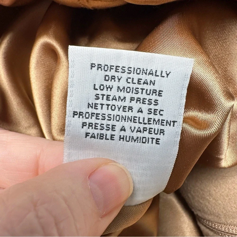 Talbots Women's Small Petites Camel Wool Blend Hooded Zip Up Jacket Coat - Picture 10 of 12